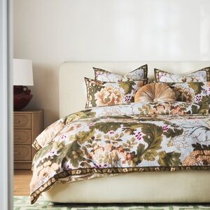 Anthropologie Marguerite Cotton Slub Printed QUEEN Duvet & PILLOW SHAMS NWT